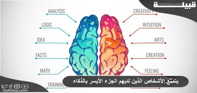 يتمتع الأشخاص الذين لديهم الجزء الأيسر بالذكاء