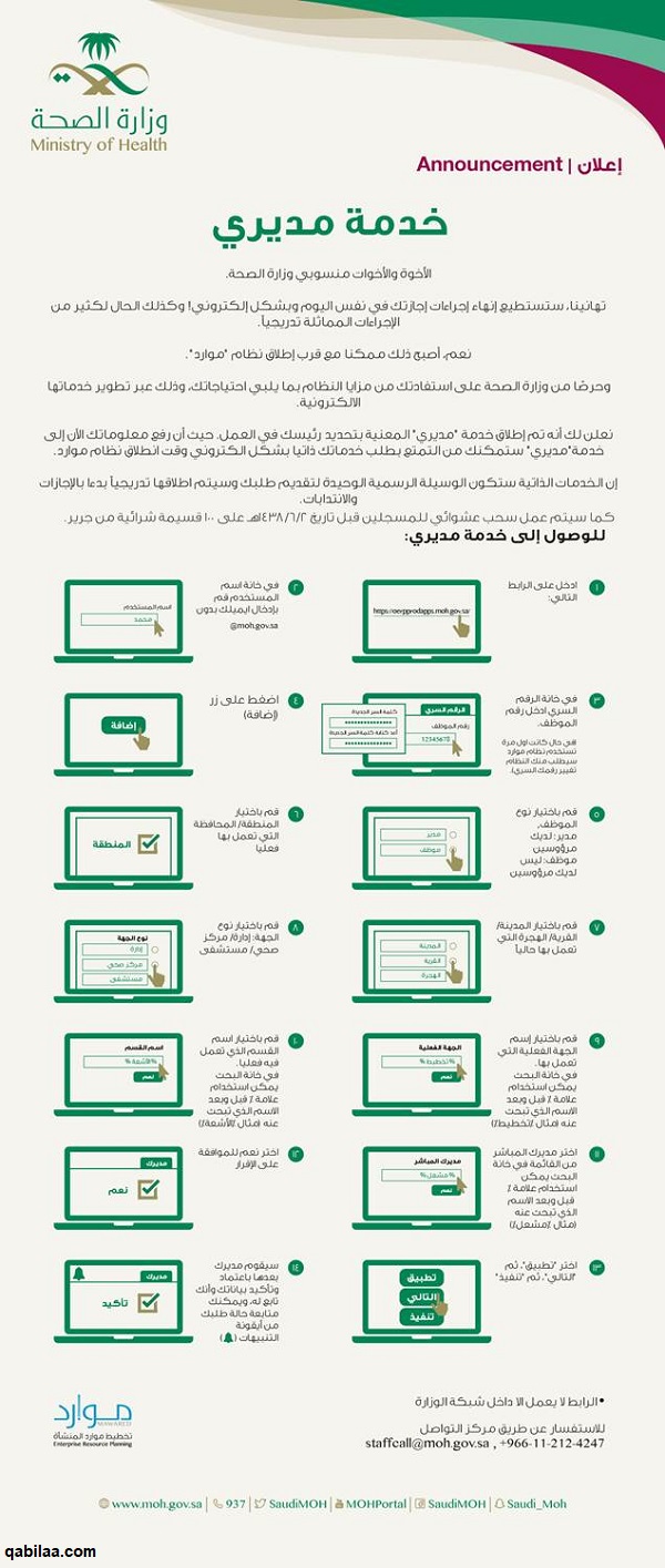 رابط استعادة كلمة المرور موارد وزارة الصحة