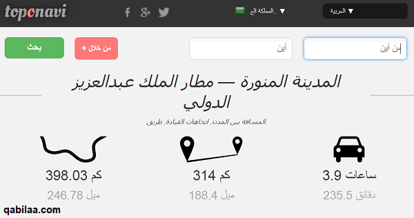 المسافة بين المدينة ومطار جدة