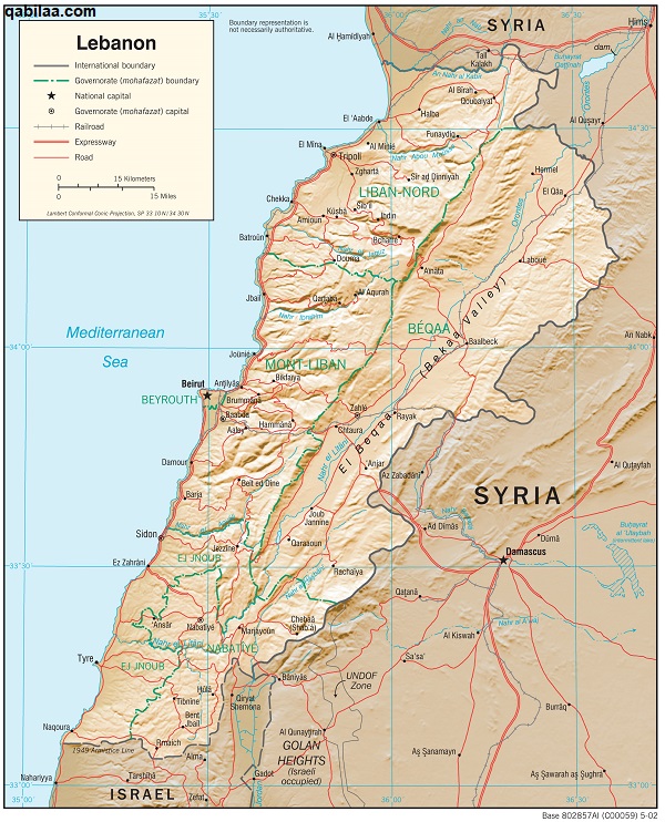 خريطة لبنان بالمدن كاملة صماء