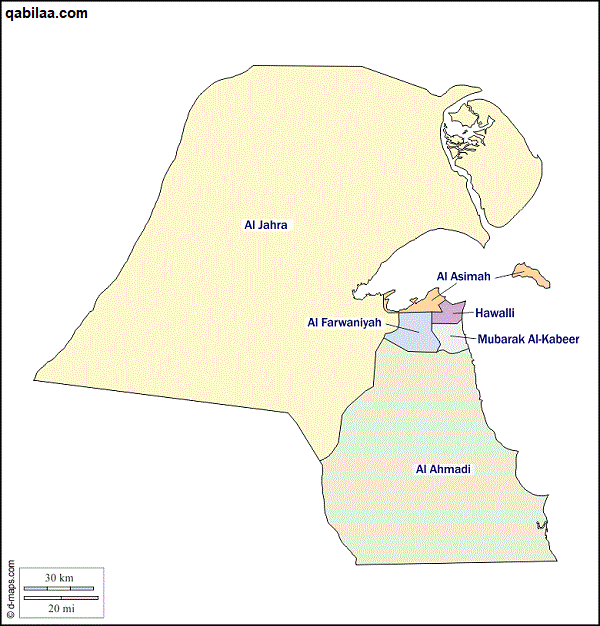 خريطة الكويت بالمدن كاملة صماء