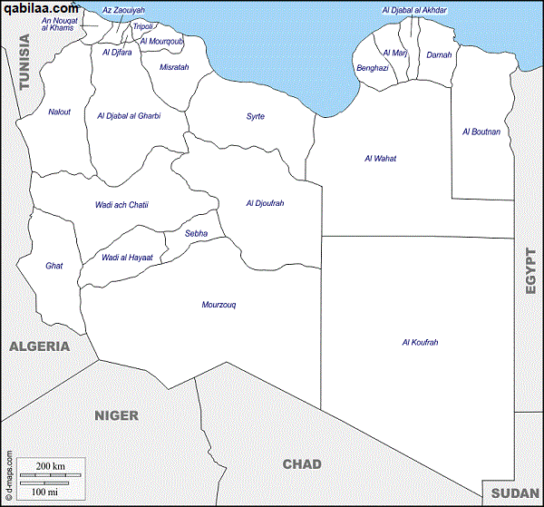 خريطة ليبيا بالمدن كاملة صماء