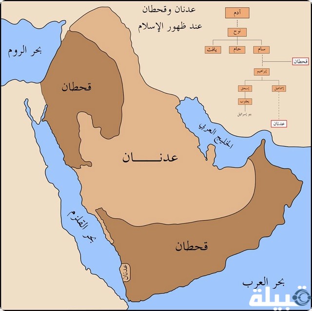 خريطة ديار قحطان في نجد